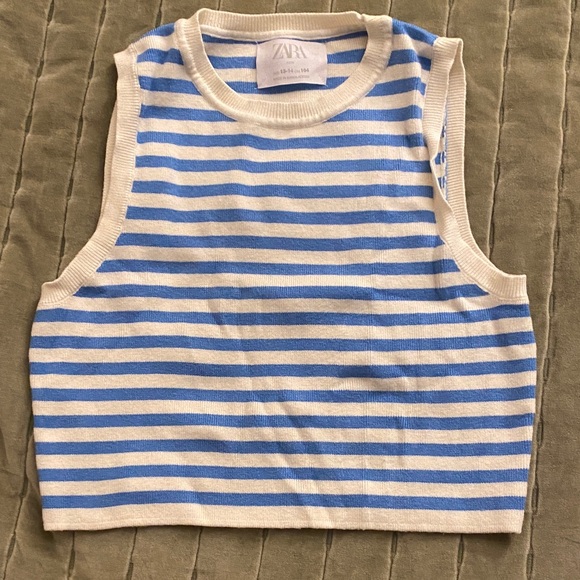 Zara Other - Zara Sleeveless Blue and White Striped Top